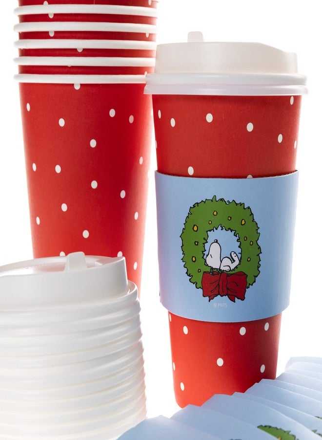 جرافيك مجموعة أكواب قهوة جرافيك للاستخدام مرة واحدة، 12 كوبًا - بتصميم سنوبي المرح والبهجة - سعة 16 أونصة، مع أغطية - مثالية للسفر والمنزل والحفلات وغيرها - Image 3